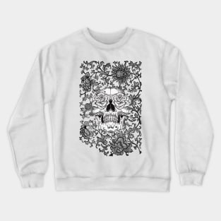 Skeleton Face Buried In Roses Crewneck Sweatshirt